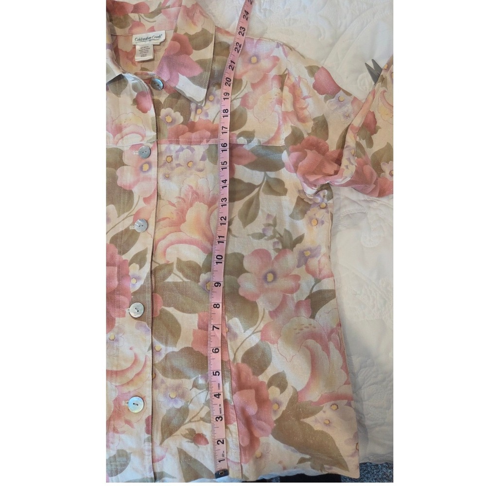 Coldwater Creek Womens Cottage core Linen Button Front Shirt Jacket Medium Pink - Picture 6 of 11